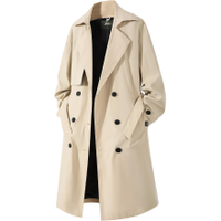 Jeep American Retro Elegant Drape Casual Comfortable Double-Breasted Lapel Daily Commute Mid-Length Solid Color Minimalist Premium British Style Cleanfit Belt Waist Cinched Windproof Trench Coat Unisex Хаки