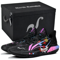 [Custom Sneakers] LiNing Light Speed 3 Boom Technology Neon Clown Gift Box Graffiti Dark Street Trendy Cushioning Anti-Slip Low-Top Basketball Shoes Men's Black Pink Purple Неоновый клоун-Подарочная коробка 2