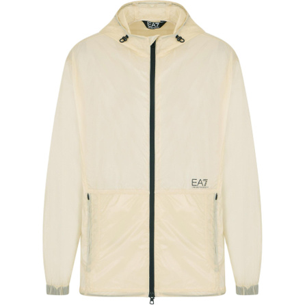 EMPORIO ARMANI EA7 SS25 Solid Color Hooded Zip-Front Jacket Men's Almond Milk White