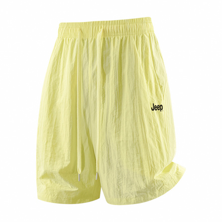 Jeep Dopamine Bright Cool Feel Pleated Sports Basketball Shorts American Street Trendy Brand Minimalist Letter Logo Print Loose Solid Color Breathable Comfortable Outdoor Water-Repellent Versatile Couple Five-Inch Drawstring Casual Shorts Unisex