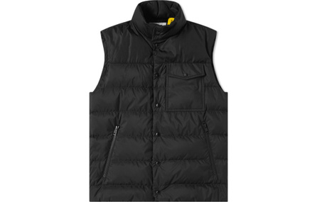 MONCLER GENIUS x Hiroshi Fujiwara FRGMT Collaboration Logo Print Single-Breasted Stand Collar Sleeveless Vest Men's Black