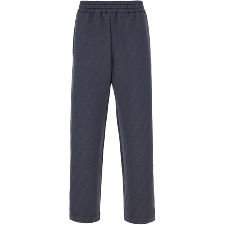 FENDI Elastic Waist Jacquard Straight-Leg Pants Men's Navy