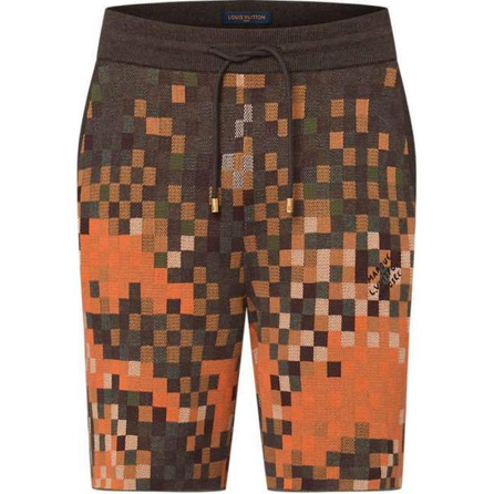 LOUIS VUITTON x Timberland FW24 Pixel Effect Print Lace-Up Casual Shorts Men's Multi-Color