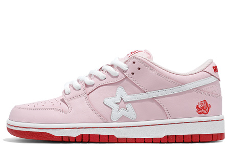 RIPSTAR SKBD Low Anti Slip Wear Resistant Low Top Skateboard Shoes Unisex Pink Rose Color Scheme