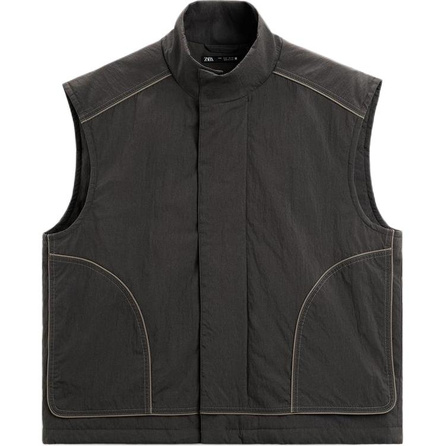 ZARA Vests Men Dark Gray