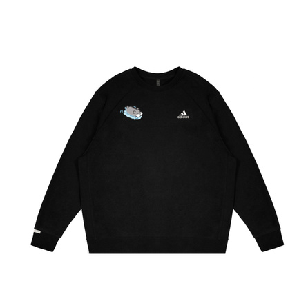 Custom Apparel adidas LABEL 'Late Star Handbook' Floor-Length Dog Print Fleece-Lined Slimming Youthful Long Sleeve Sweatshirt Unisex