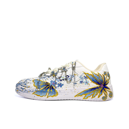Custom SneakersLiNing Floating Boat Mirror Life Dream White Edition High Street Fashion Trendy Casual Sports Comfortable Versatile Campus Style Wear-Resistant Lightweight Breathable Skate Shoes Unisex Painted