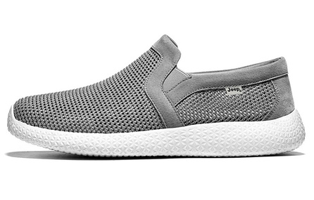 Jeep Cushioning Abrasion Resistant Lightweight Breathable Slip Resistant Low Top Casual Shoes Men's Light Gray