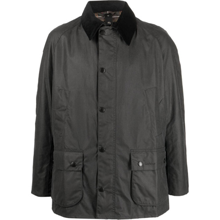 BARBOUR Patchwork Point Collar Single-Breasted Long Sleeve Waxed Jacket Coat Men's Dark Gray