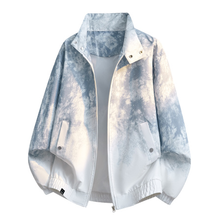 Jeep Starry Radiance Shadow Artistic Preppy Style Individual Gradient Tie-Dye Ombre Lightweight Lazy Style Stand Collar Comfortable Casual Commute Jacket Unisex