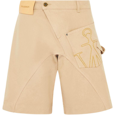 JW Anderson FW24 Twisted Logo Patch Loose Cargo Shorts Men's Beige