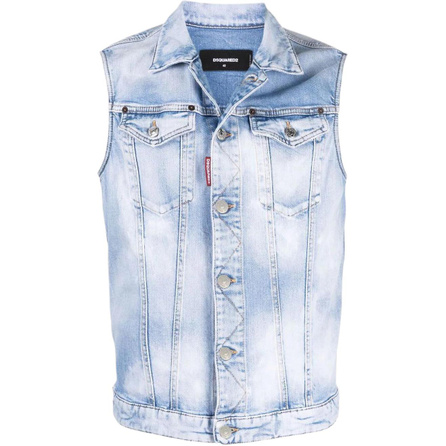 DSQUARED 2 SS22 Chest Pocket Single-Breasted Vest Men's Blue