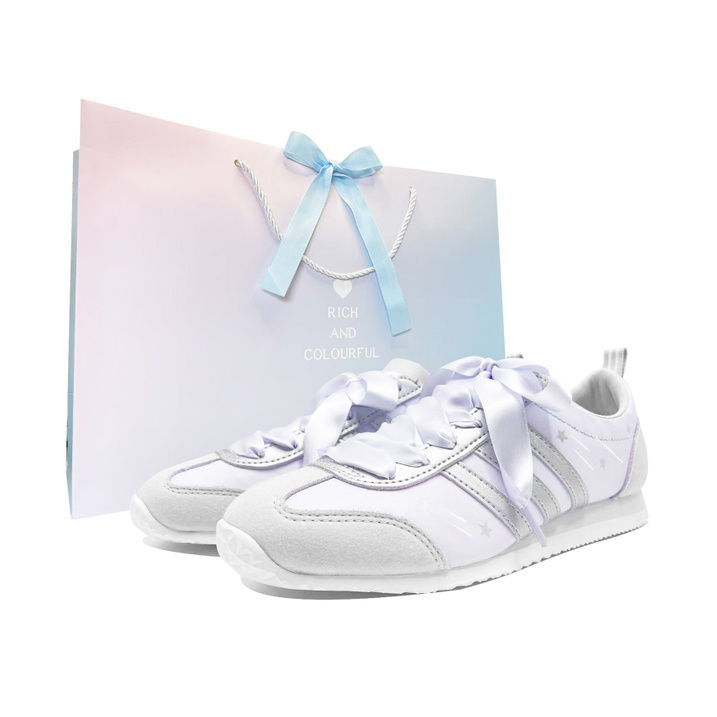 [Custom Shoes] adidas VS JOG 2.0 Light Purple Star Trail Valentine's Day Edition Niche Campus Street Fashion Dopamine Fresh Macaron Wrapping Anti-Slip Wear-Resistant German Training Shoes Unisex Purple Silver