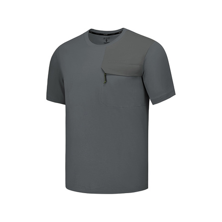 Skechers Pocket Breathable Cool Comfort Moisture-Wicking Quick-Dry Knit Short Sleeve T-Shirt Men's Volcano Gray