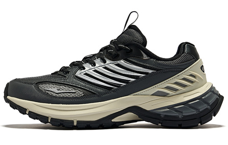 Erke Hongyu Cushioning Wear-Resistant Low-Top Running Shoes Men's Carbon Gray With Black Accents