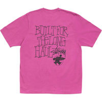 Stussy SS26 LONG HAUL TEE PIGMENT DYED Loose Print Crew Neck Short Sleeve T-Shirt Unisex Розово-красный
