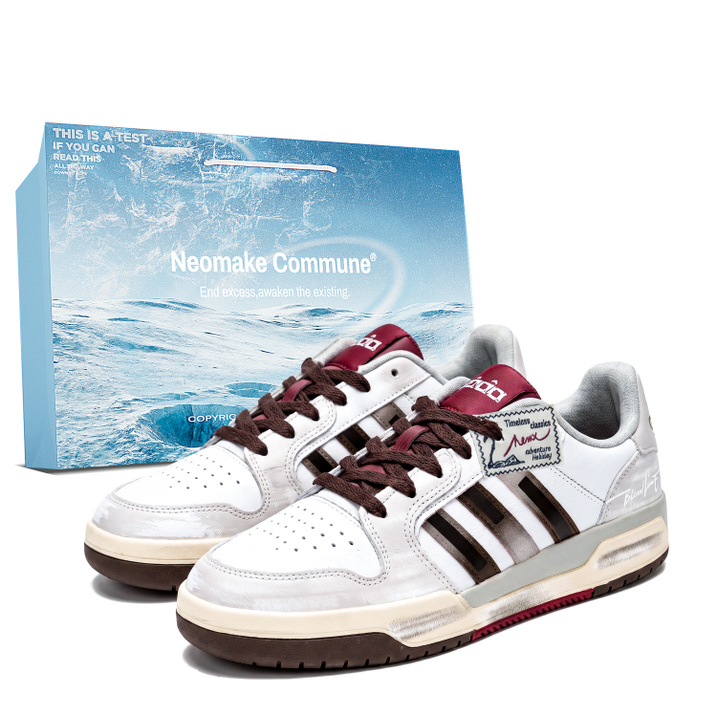 [Custom Sneakers] adidas ENTRAP Synthetic Leather Youxu Gift Bag Version Simple Fashion Graffiti Creative Hand-Painted Low-Top Wear-Resistant Skate Shoes Unisex White
