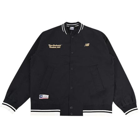New Balance Sport Casual Comfortable Woven Fashion Brand Logo Single-Breasted Baseball Jacket Men's Black