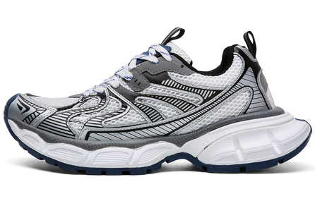 FINEPLAN Cushioning Anti-Slip And Wear-Resistant Low-Top Chunky Sneakers Unisex Silver Blue