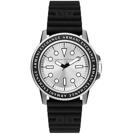 ARMANI EXCHANGE Watch Quartz Movement Silicone Strap 42mm Silver Dial Men's Watch 'Perfect Match' Gift Box Trendy Fashion Casual
