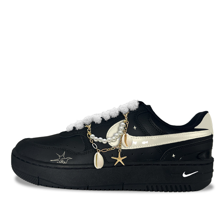 Custom SneakersNike Gamma Force Tide Star Language Synthetic Leather Trendy Fashion Versatile Daily Low-Top Skate Shoes Unisex Black
