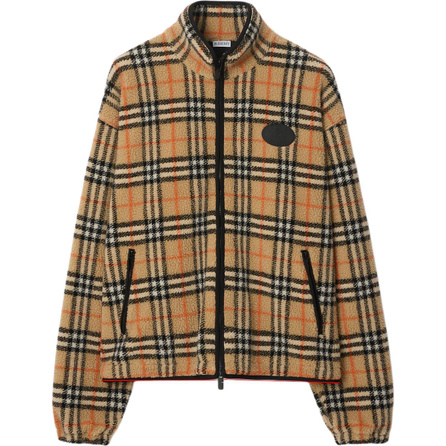 Burberry FW25 Plaid Wool Cashmere Fleece Long Sleeve Zip Hooded Jacket Men's