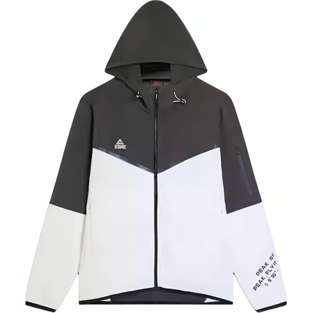 Peak Mass Running Series Letter Patch Zip Hooded Comfortable Breathable Casual Jacket Coat Men's White