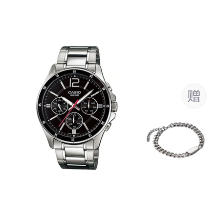 CASIO Three-Eye Business Casual Versatile Quartz Movement Japanese Korean Watch Men's Watch Black Dial
