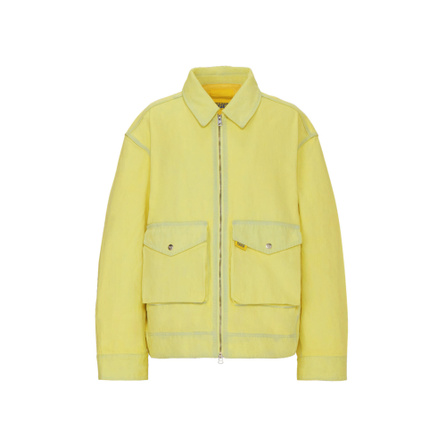 Onitsuka Tiger DENIVITA DENIM JACKET Casual Notch Lapel Denim Jacket Men's Yellow