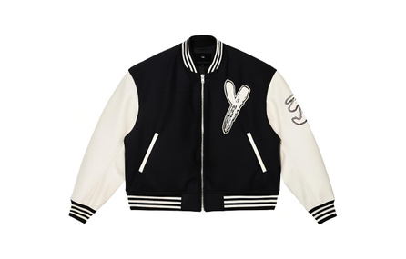 Y-3 Casual Letter Embroidery Contrast Color Embroidery Zip-Up Baseball Jacket Unisex Couple Style Black White Contrast