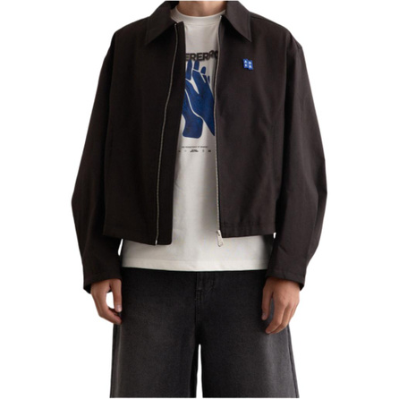 ADER ERROR Solid Color Short Zip-Up Lapel Long Sleeve Jacket Coat Men's Black
