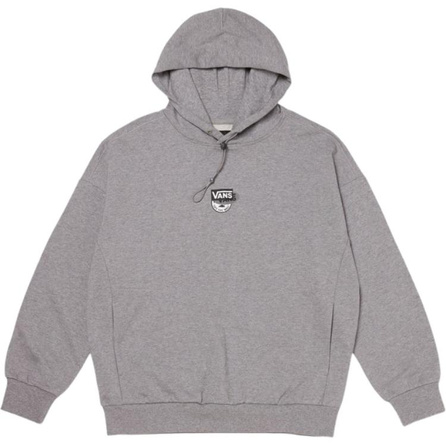 Vans Solid Color Hoodie Pattern Print Oversized Long Sleeve Sweatshirt Men's Grey