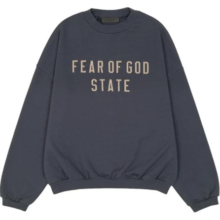 Fear of God Essentials FW24 HEAVY FLEECE CREWNECK Letter Jacquard Round Neck Thick Casual American Pullover Sweatshirt Men's Marine Blue/MARINE