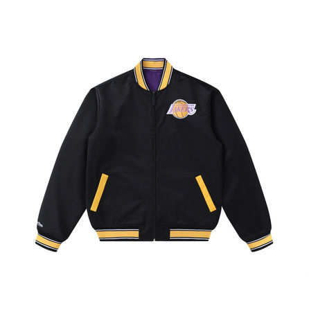 Mitchell & Ness × NBA All Star Los Angeles Lakers/Clippers/Spurs American Retro Reversible Embroidered Logo Contrast Color Comfortable Satin Baseball Jacket Unisex