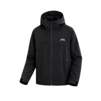 Jeep Solid Color Patchwork Hooded Drawstring American Retro Style Daily Comfortable Commute Mountain Outdoor Sports Hiking Camping Trekking Versatile Loose Windproof Waterproof Wear-Resistant Multi-Functional Minimalist Lightweight Casual Premium Jacket U черное