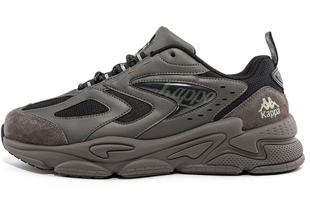 Kappa Cushioning Anti-Slip And Wear-Resistant Low-Top Chunky Sneakers Unisex Gray Black