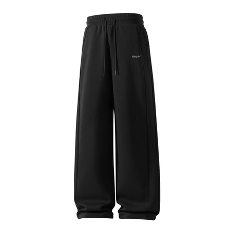 MINISO Trendy Edgy American Retro High Street Creative Deconstructed Patchwork Design Minimalist Letter Print Logo Drape Stylish Streetwear Vibe Straight Sports Pants Skin-Friendly Breathable Fashion Versatile Commute Casual Pants Unisex