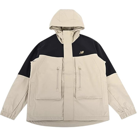 New Balance Sport Casual Woven Color Block Hooded Versatile Long Sleeve Jacket Men's Khaki