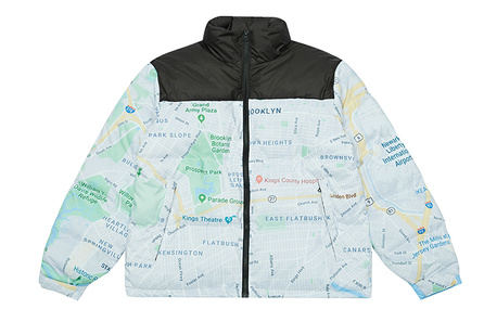 HELIPORT Map Full Print Outdoor Sport Warm Puffer Hand-Drawn Stand Collar Loose Thick Puffer Coat Unisex White