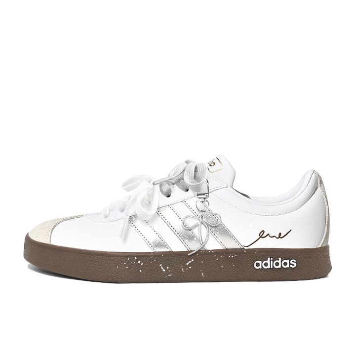 Custom Sneakersadidas VL Court Classic Silver Satin Ballet Sweet Fresh Simple Versatile Bow Tie Gentle Niche Campus Style Low-Top Skate Shoes Unisex
