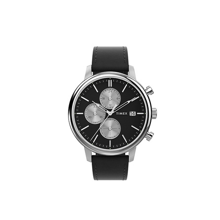 TIMEX Watch Quartz Movement 50m Water Resistant Black Dial Leather Strap 45MM Unisex Student TW2W13100