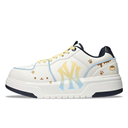 [Custom Sneakers] MLB Chunky Liner Pudding Claw Synthetic Leather Cute Girl Style Campus Outfit Graffiti Height-Boosting Wear-Resistant Non-Slip Low-Top Skate Shoes Unisex Blue White