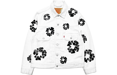 Denim Tears Floral Print Single-Breasted Denim Jacket Unisex White