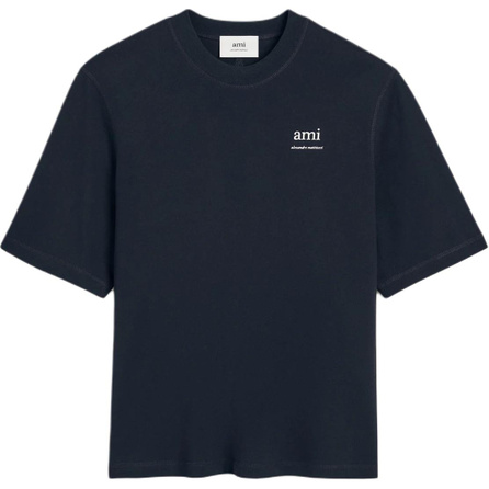 AMIPARIS Logo Loose Round Neck Short Sleeve T-Shirt Men's Navy Blue