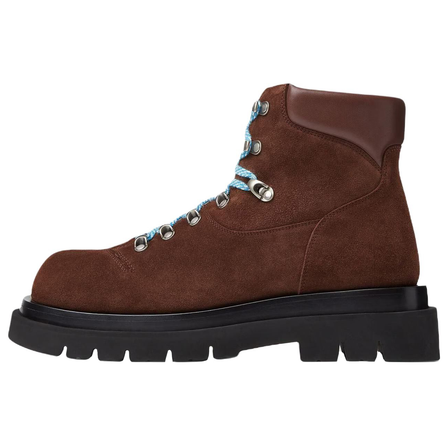 Bottega Veneta Lug Calfskin Lambskin Round Toe Lace-Up Hiking Boots Short-Cut Outdoor Boots 5.5cm Men's Star Anise