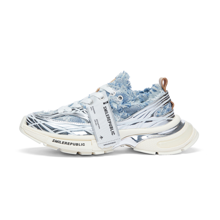 SMILEREPUBLIC SKYLINE Comfort Fashion Classic Cushioning Height-Increasing Low-Top Dad Shoes Unisex Blue White
