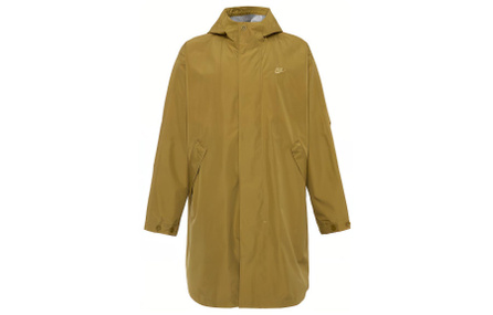 Nike Solid Color Outdoor Sports Mid-Length Hooded Casual Long Sleeve Puffer Jacket Men's Khaki