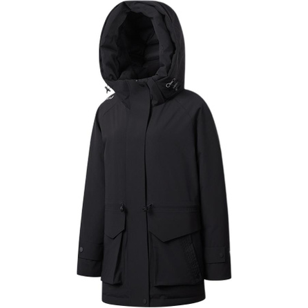Saucony FW25 Urban Life Series Mid-Length Versatile Warm Sports Outdoor Casual Classic Goose Down Hooded Solid Color Long Sleeve Puffer Jacket Unisex Jet Black