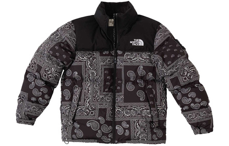 THE NORTH FACE Casestudy Collaboration Series Paisley Print Stand Collar Color Block Down-Filled Jacket Winter Men's Black
