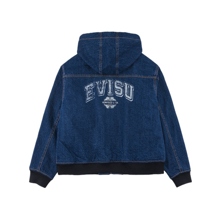 EVISU 2026 Fall Trademark and Seagull Print Pattern Denim Jacket Men's